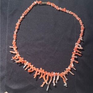 Vintage Natural Salmon Coral Branch Necklace
